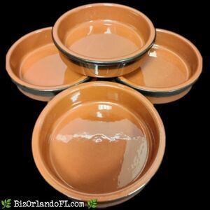 Set of 4 Cermer Caramel Brown Terracotta Ramekins Creme Brûlée Baking 6.59 oz